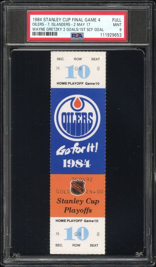1984 Wayne Gretzky 1st Stanley Cup Final Goal- Full Ticket PSA 9 (Only Graded Full Example on PSA Pop Report)
