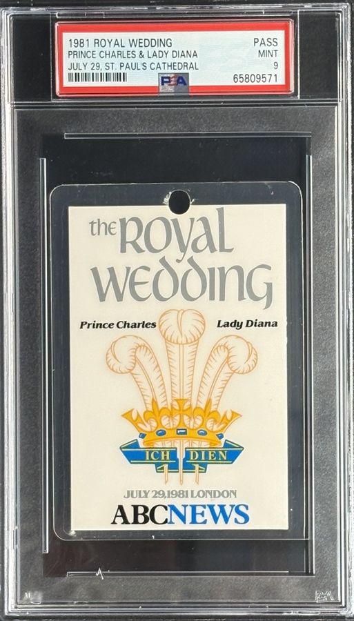 July 29, 1981 Prince Charles & Princess Diana Royal Wedding Pass – St. Paul’s Cathedral, PSA 9 (Highest Graded of Only Four PSA-Graded Examples)