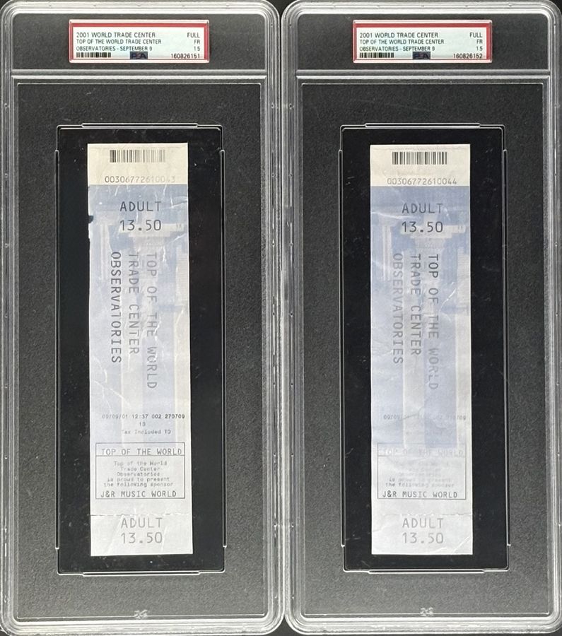 Pair of Sept 9, 2001 World Trade Center Observation Deck Tickets - Only Graded Examples on PSA Pop Report