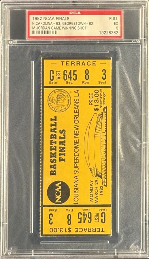 "The Shot" - 1982 Michael Jordan NCAA Championship Full Ticket – North Carolina vs. Georgetown – PSA 5