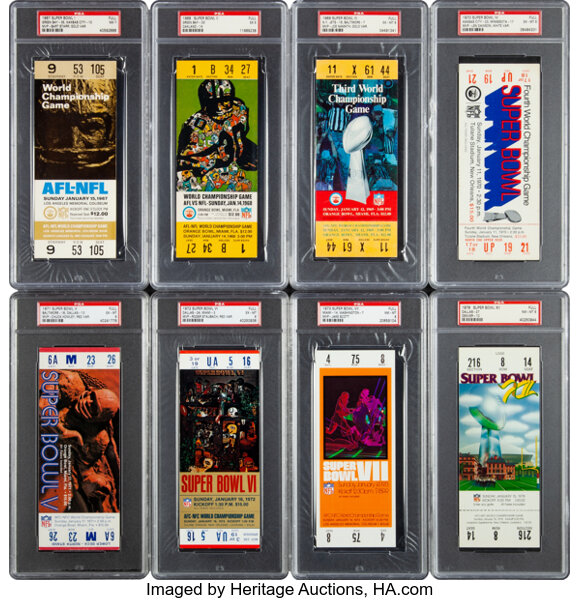 1967-2018 Super Bowl Full Ticket Run of 52--Number One All-Time Finest on the PSA Set Registry!