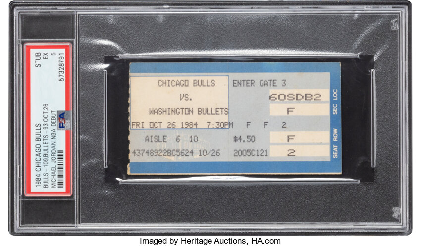 1984 Michael Jordan NBA Debut Chicago Bulls Ticket Stub PSA EX 5 - Second Highest Graded!