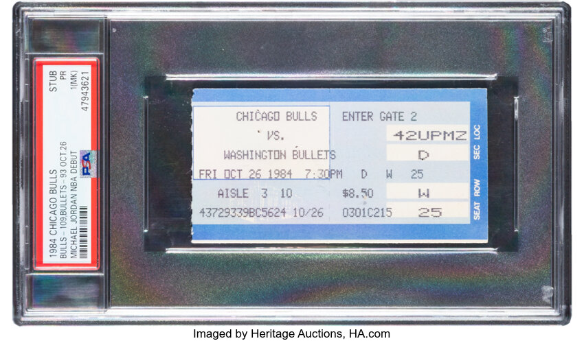 1984 Michael Jordan NBA Debut Chicago Bulls Ticket Stub, PSA PR 1 (MK)