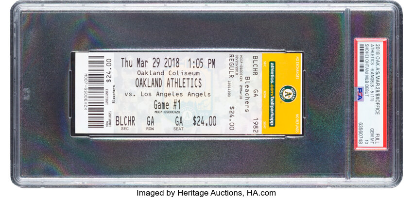 2018 Shohei Ohtani Major League Debut Full Ticket, PSA Gem Mint 10 - Pop 3!