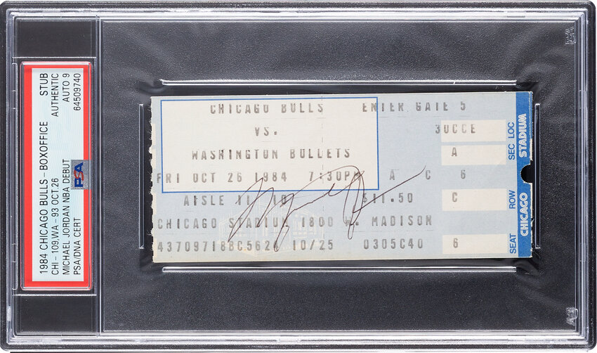 1984 Michael Jordan Signed NBA Debut Chicago Bulls Ticket Stub, PSA Authentic Auto 9