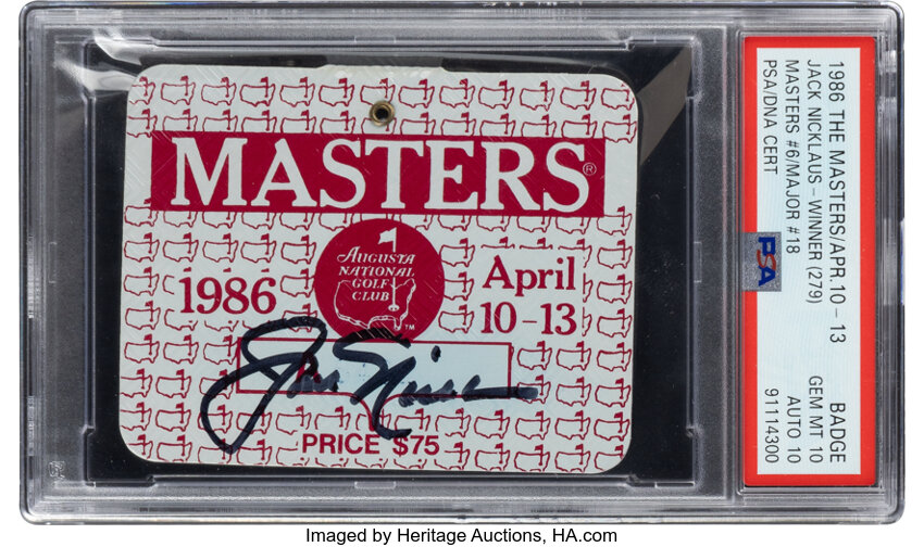 1986 Jack Nicklaus Signed Masters Badge, PSA/DNA Gem Mint 10 Auto 10