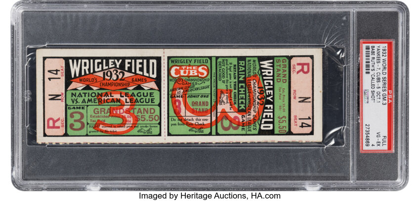 1932 World Series Game Three Full Ticket (Babe Ruth's Called Shot), PSA VG-EX 4