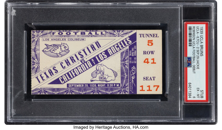 1939 Jackie Robinson UCLA Football Debut Ticket Stub, PSA EX-MT 6--Pop One, None Superior!