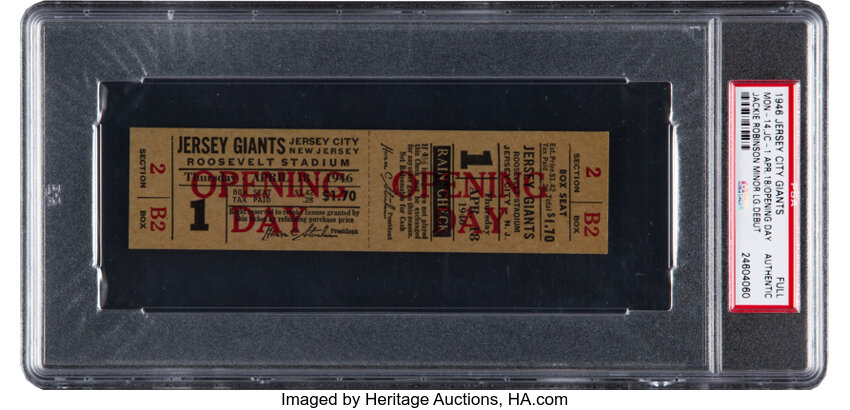 1946 Jackie Robinson Minor League Debut Full Ticket, PSA Authentic