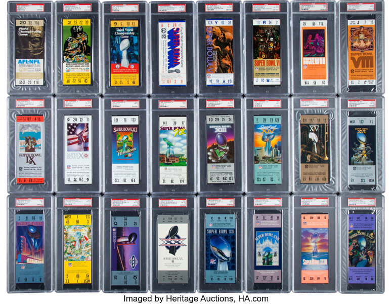 1967-2016 Super Bowl Full Ticket Run of 50, All PSA Graded