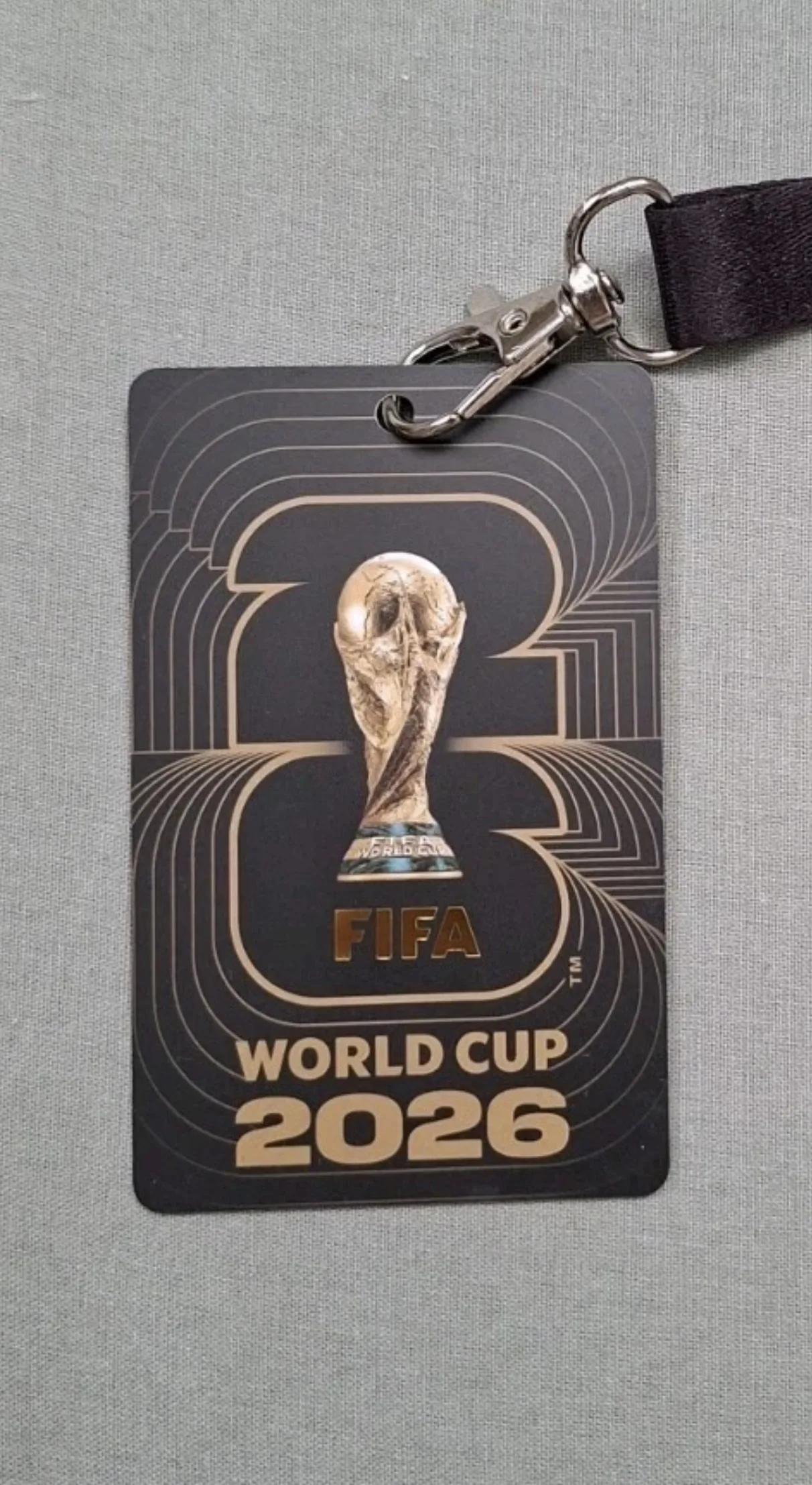 Black 2026 World Cup fan card given to category one hospitality guests, carrying no fixture or date