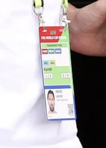 2026 World Cup PLAYER tournament pass accreditation showing host country tabs and printed access zone numbers
