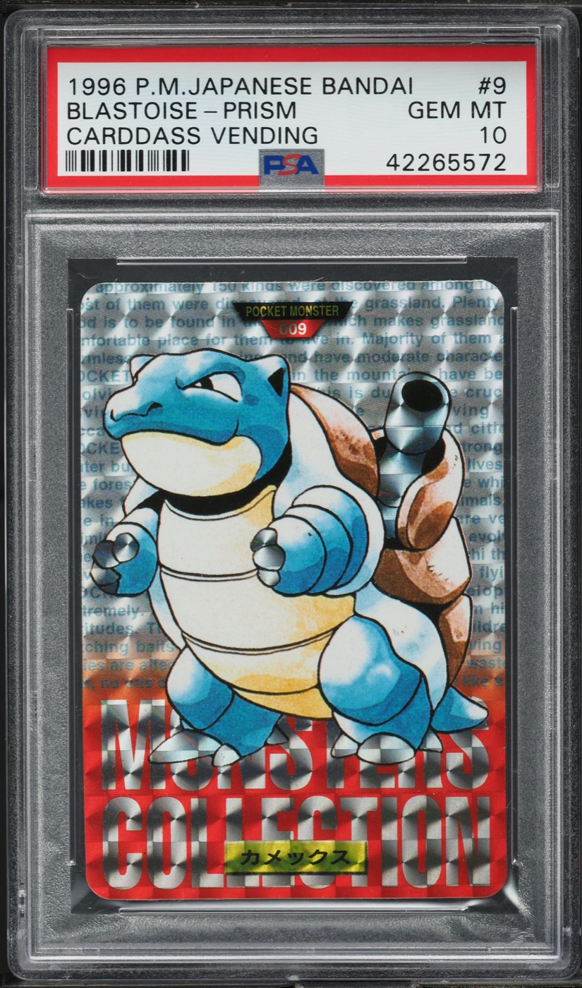 1996 Bandai Carddass Blastoise prism PSA 10, red version, cert 42265572, sold for $40,800 on 5 October 2026