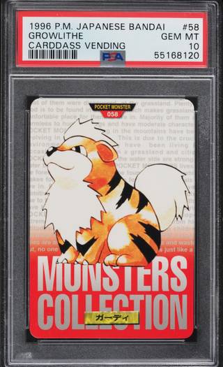 Growlithe card PSA 10, cert 55168120