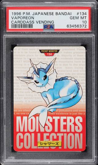 Vaporeon card PSA 10, cert 63456372